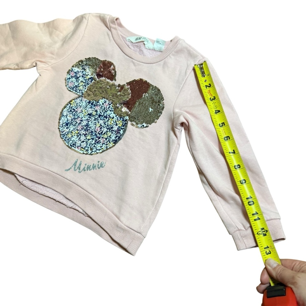 H&M Girls Disney Minnie Mouse Pink Sequin Long Sleeve Sweatshirt Pullover Size 4 - Picture 7 of 7
